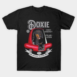 Black Dachshund in Golf Cart T-Shirt